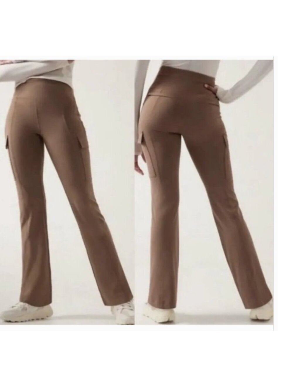 Athleta Delancey Straight Cargo Pants Womens M/T Brown Tall Stretch Hiking